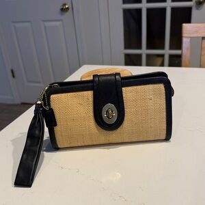 Coach Straw and Leather Clutch